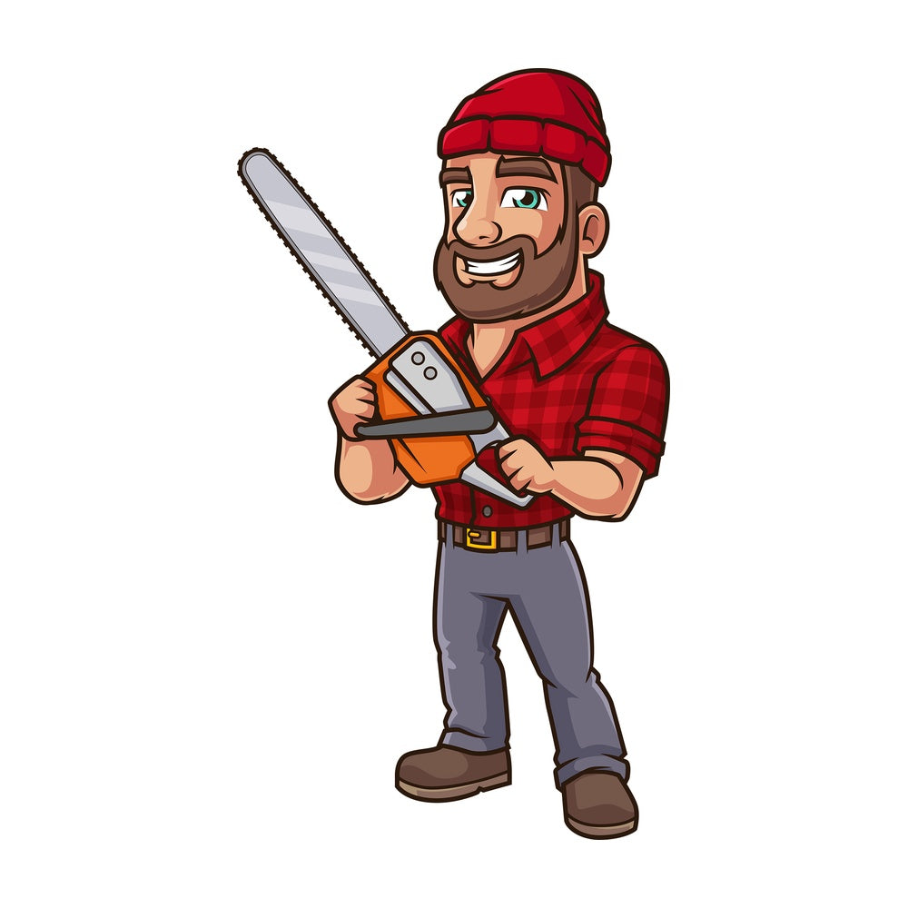 Wood cutter with chainsaw. PNG - JPG and vector EPS (infinitely scalable).