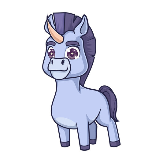Blue donkey unicorn. PNG - JPG and vector EPS (infinitely scalable).
