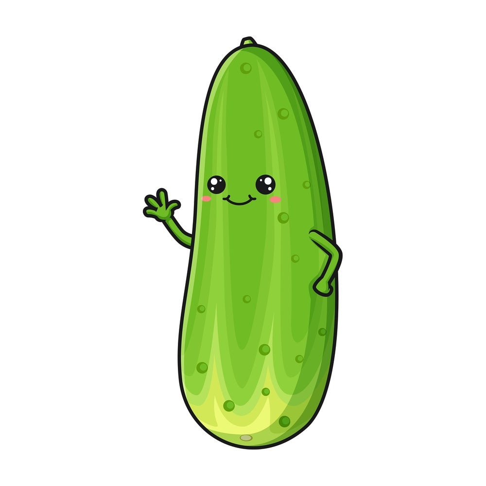 Kawaii cucumber. PNG - JPG and vector EPS (infinitely scalable).
