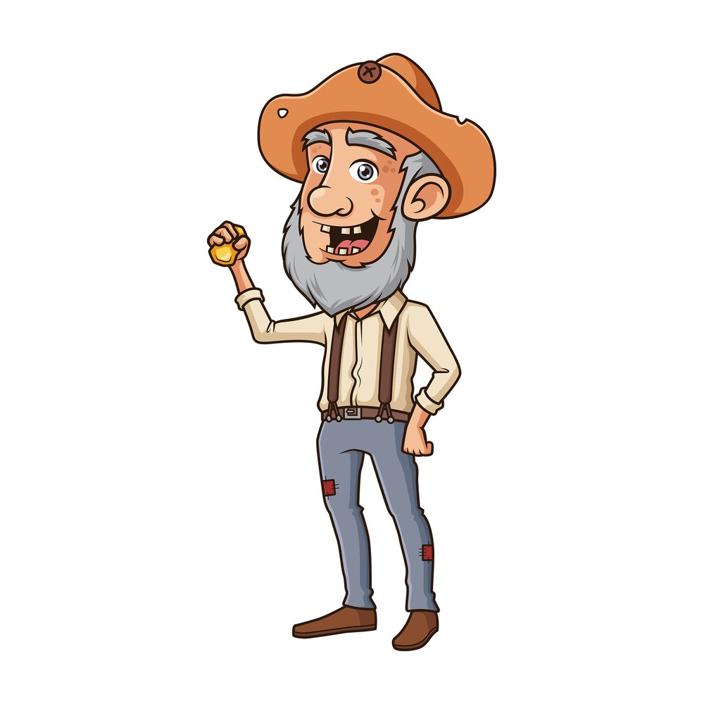 Old miner hOlding gOld. PNG - JPG and vector EPS (infinitely scalable).