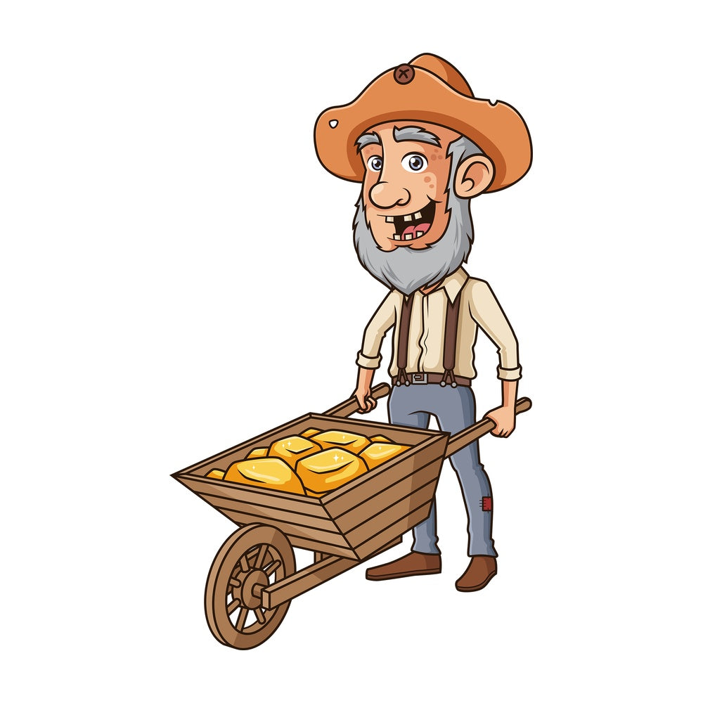 Gold miner with wheelbarrow . PNG - JPG and vector EPS (infinitely scalable).