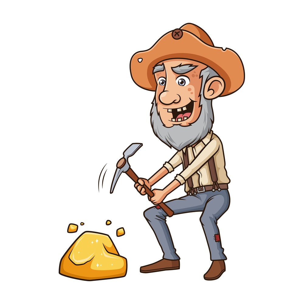 Old man mining gOld. PNG - JPG and vector EPS (infinitely scalable).