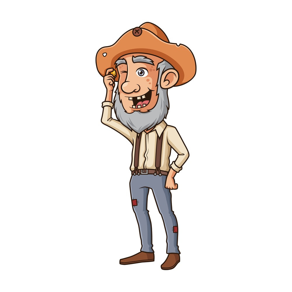 Miner examining gold. PNG - JPG and vector EPS (infinitely scalable).