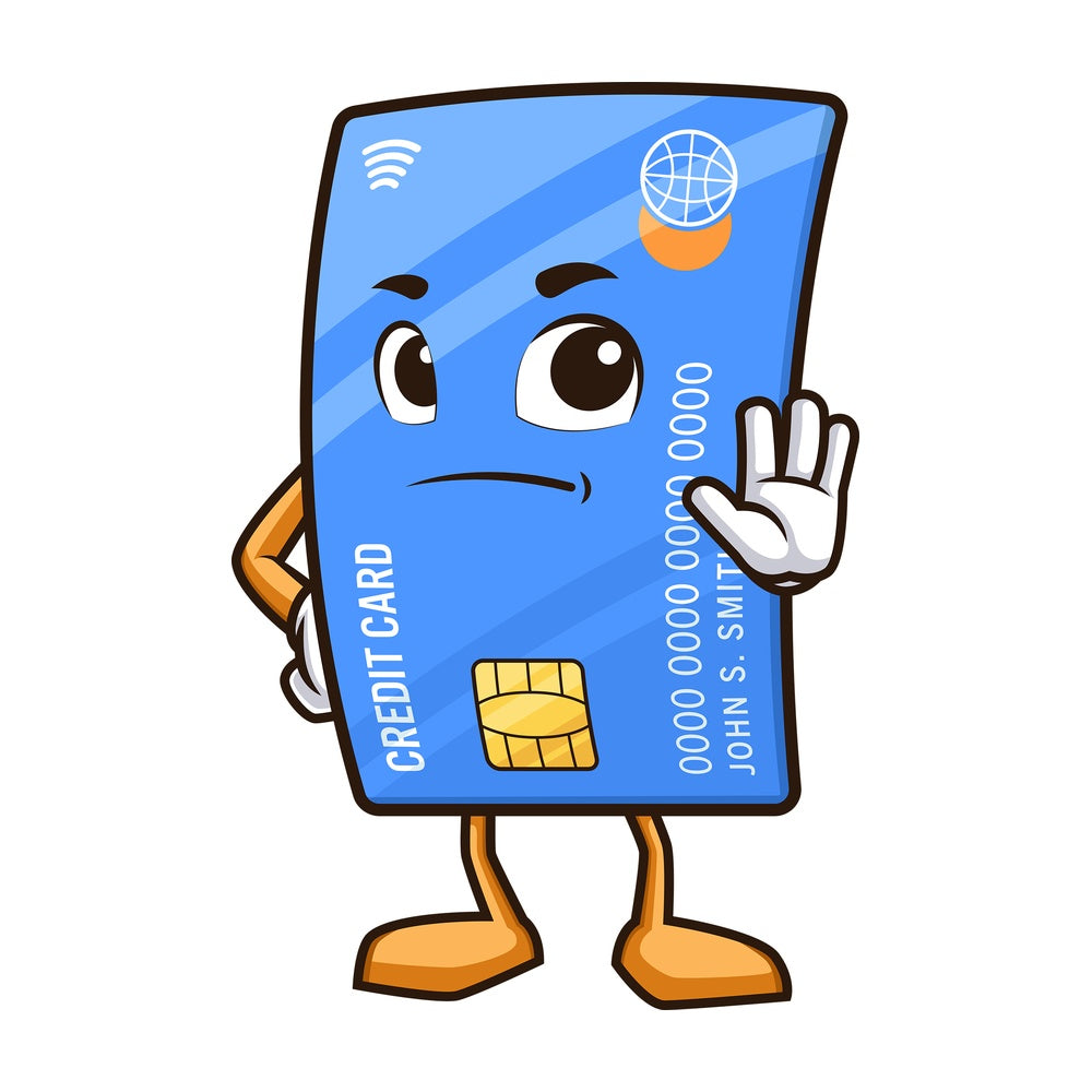 Credit cart making stop gesture. PNG - JPG and vector EPS (infinitely scalable).
