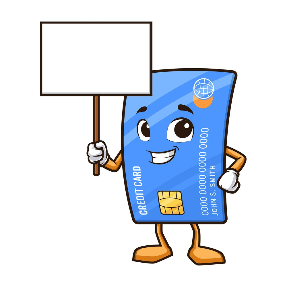 Credit card holding blank sign. PNG - JPG and vector EPS (infinitely scalable).