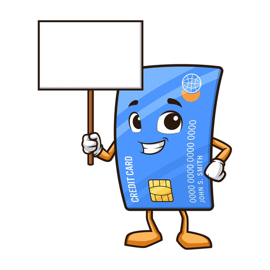Credit card holding blank sign. PNG - JPG and vector EPS (infinitely scalable).