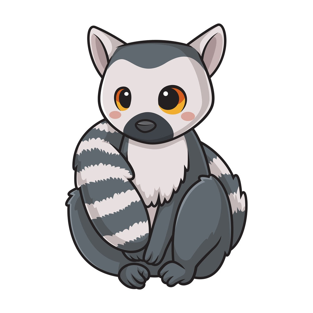 Kawaii lemur. PNG - JPG and vector EPS (infinitely scalable).