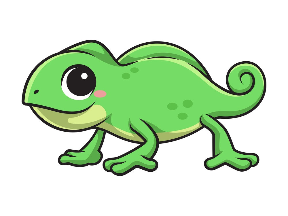 Kawaii chameleon. PNG - JPG and vector EPS (infinitely scalable).