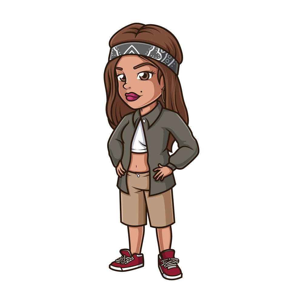 Young hispanic woman. PNG - JPG and vector EPS (infinitely scalable).