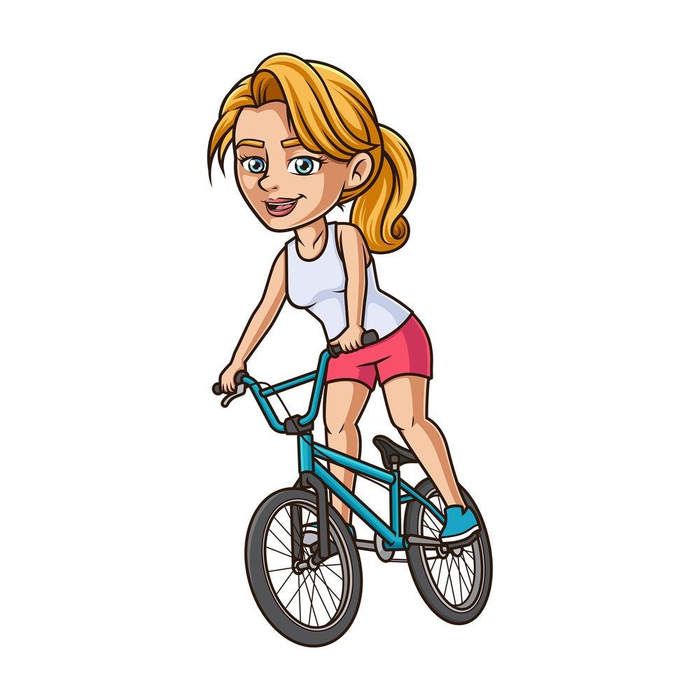 Young woman riding bmx bike. PNG - JPG and vector EPS (infinitely scalable).