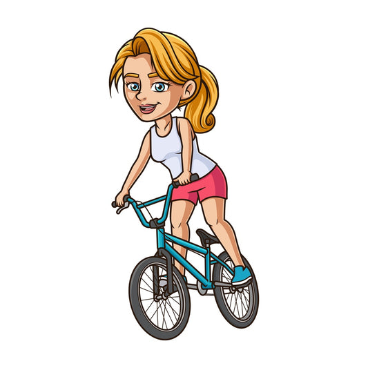 Young woman riding bmx bike. PNG - JPG and vector EPS (infinitely scalable).