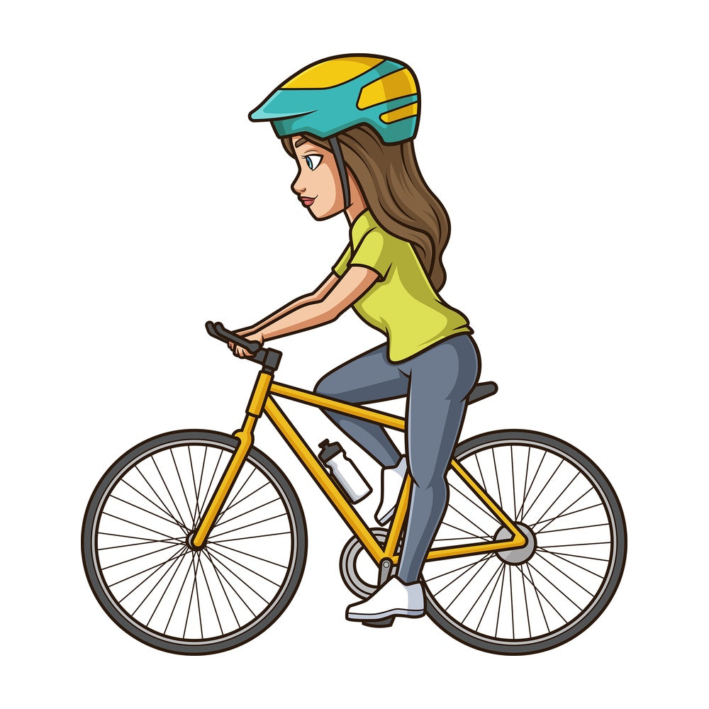 Side View Of A Woman Riding A Mountain Bike