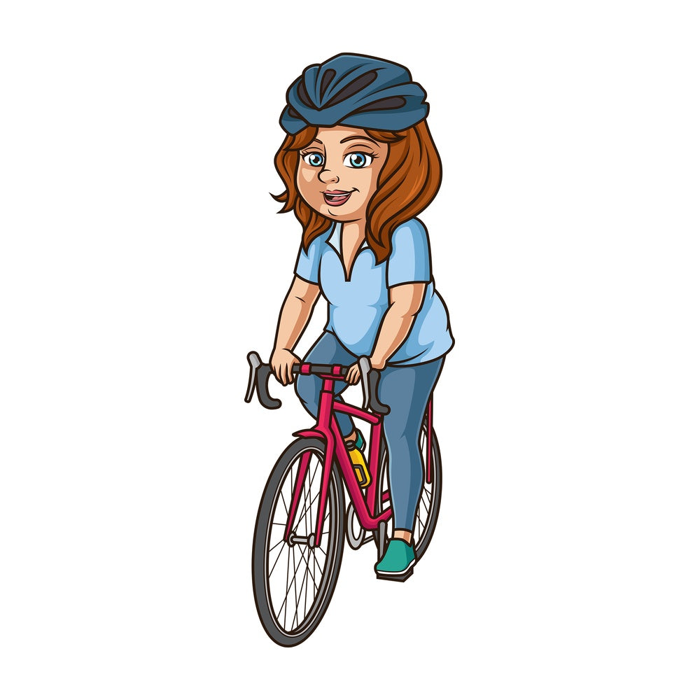 Chubby woman on mountain bike. PNG - JPG and vector EPS (infinitely scalable).