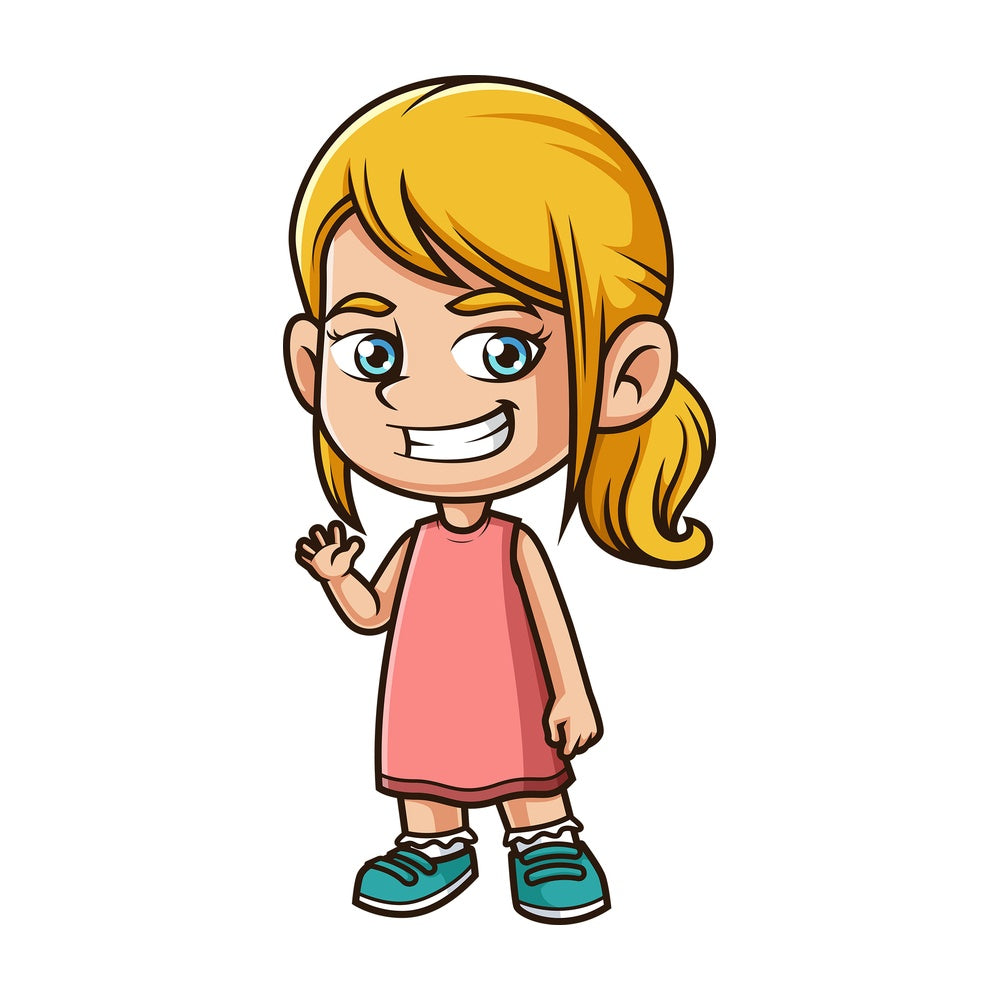 Happy blonde little girl. PNG - JPG and vector EPS (infinitely scalable).