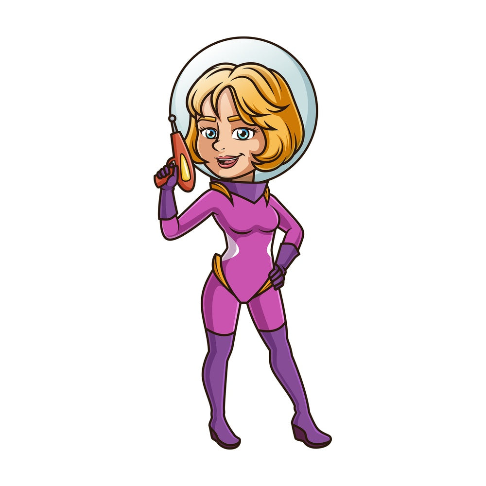 Woman in retro space suit. PNG - JPG and vector EPS (infinitely scalable).
