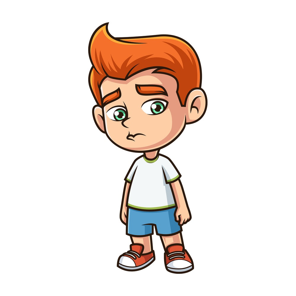 Sad ginger boy. PNG - JPG and vector EPS (infinitely scalable).