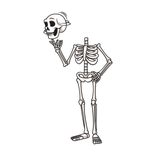 Funny skeleton twirling skull. PNG - JPG and vector EPS (infinitely scalable).