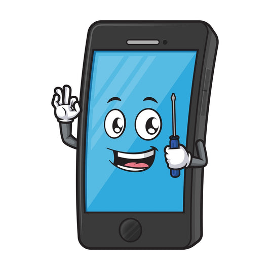Cell phone holding screwdriver. PNG - JPG and vector EPS (infinitely scalable).