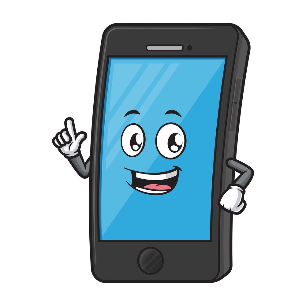 Cellular phone mascot presenting. PNG - JPG and vector EPS (infinitely scalable).