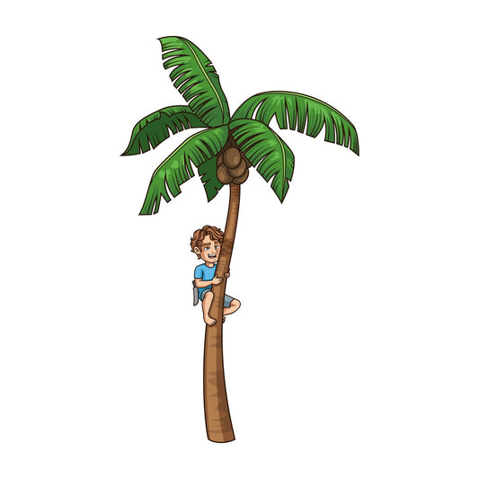 Man climbing coconut tree. PNG - JPG and vector EPS file formats (infinitely scalable). Image isolated on transparent background.