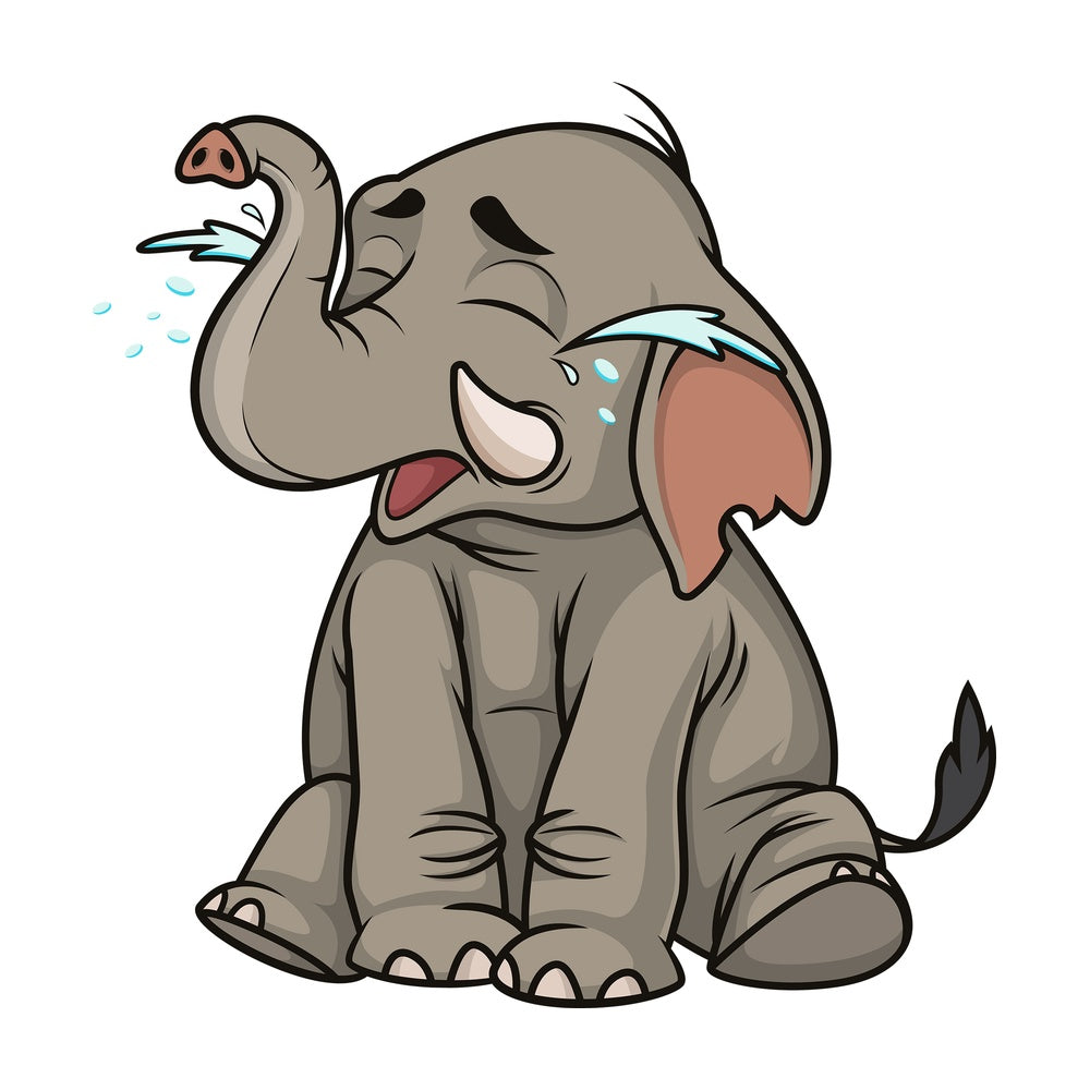 Crying elephant. PNG - JPG and vector EPS file formats (infinitely scalable). Image isolated on transparent background.