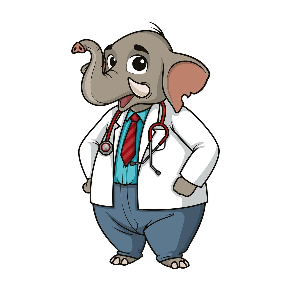 Elephant doctor. PNG - JPG and vector EPS file formats (infinitely scalable). Image isolated on transparent background.