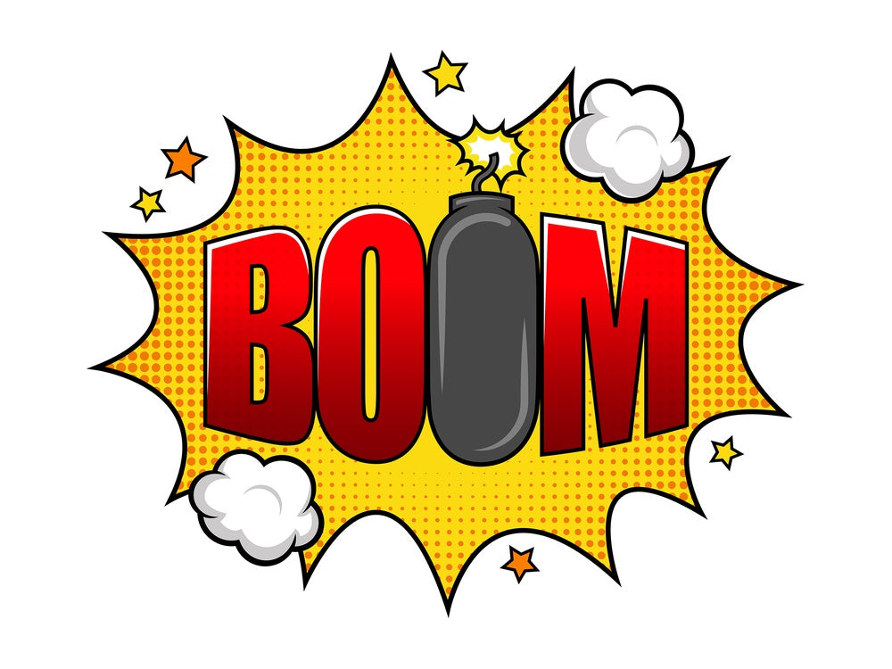 Boom retro comic book sound effect. PNG - JPG and vector EPS (infinitely scalable).
