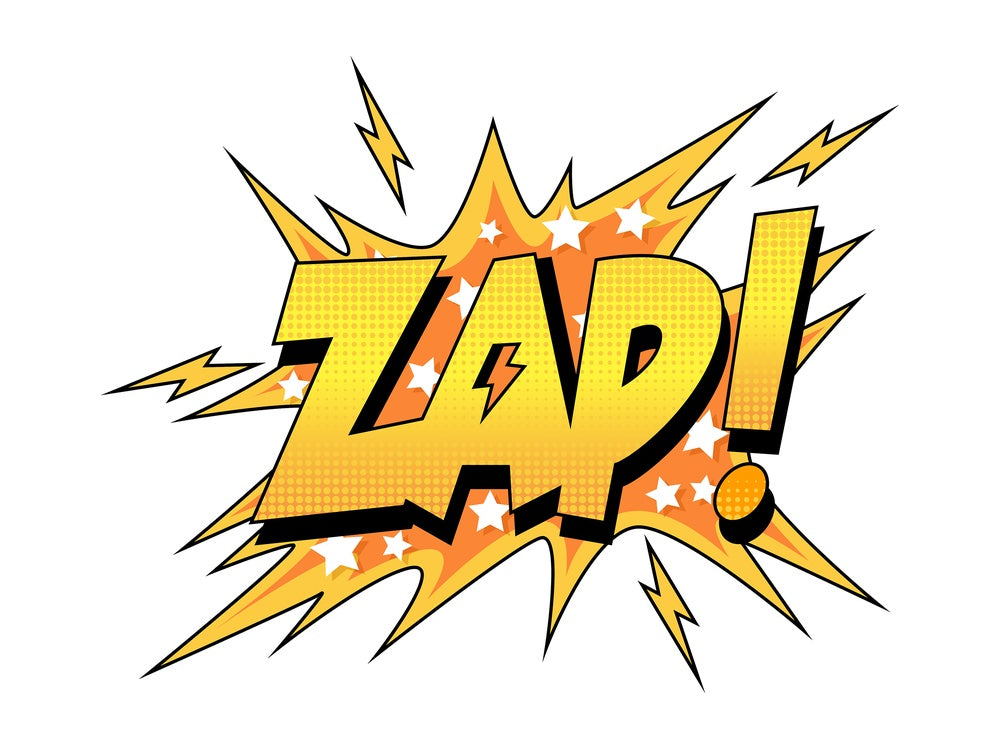 Zap retro comic book sound effect. PNG - JPG and vector EPS (infinitely scalable).