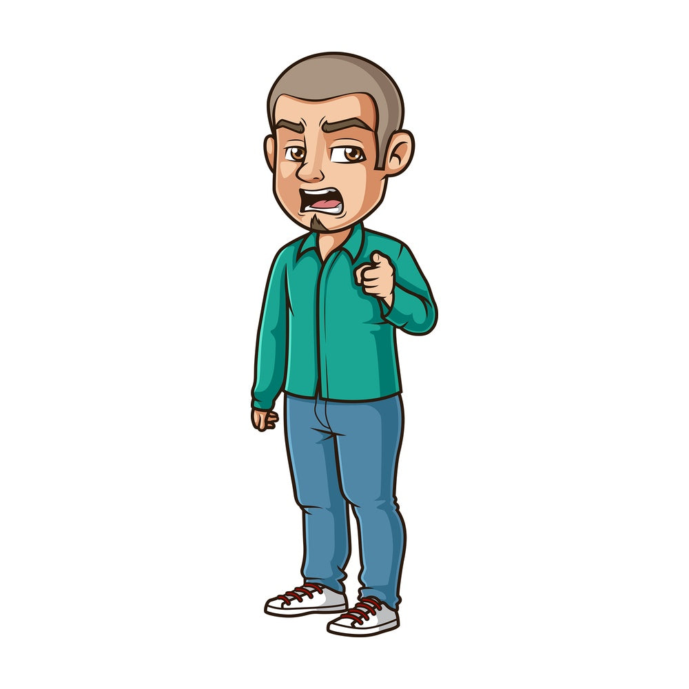 Angry guy pointing. PNG - JPG and vector EPS (infinitely scalable).