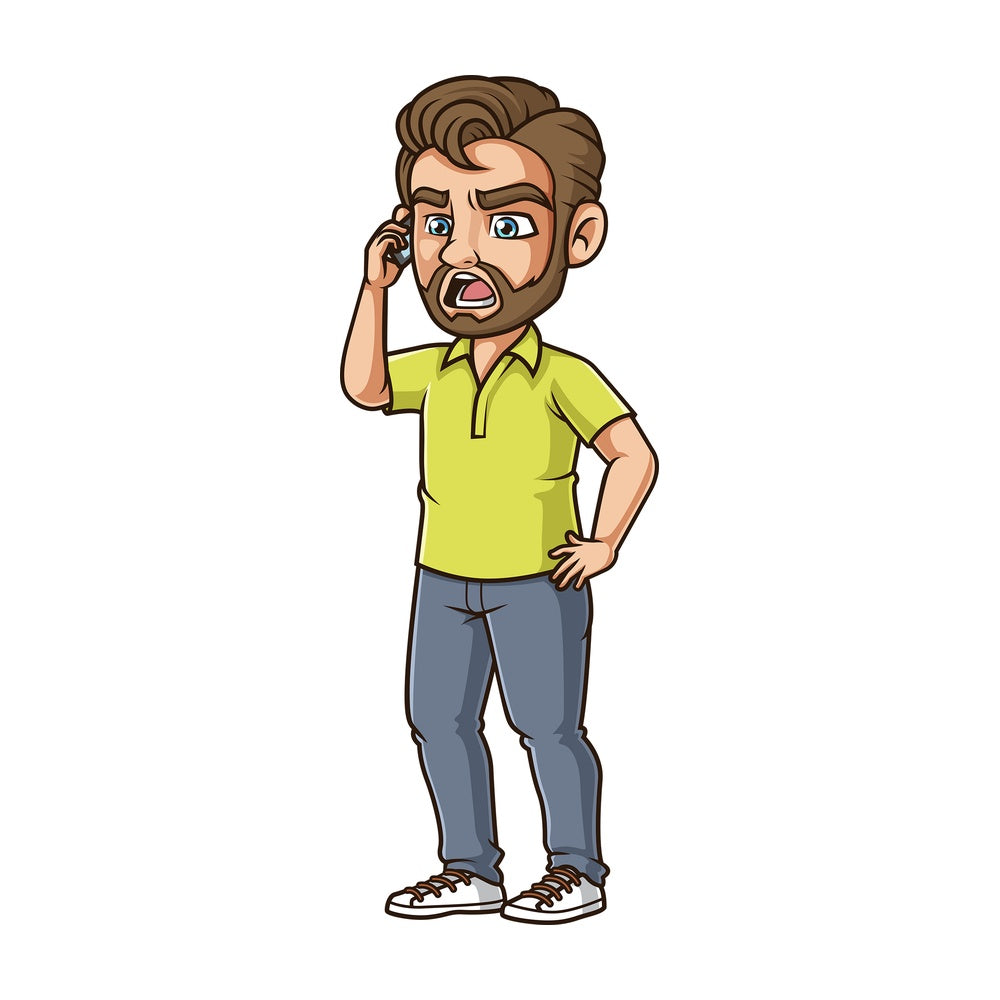 Man shouting on phone. PNG - JPG and vector EPS (infinitely scalable).