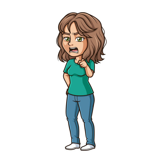 Angry woman pointing. PNG - JPG and vector EPS (infinitely scalable).