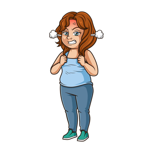 Mad chubby woman. PNG - JPG and vector EPS (infinitely scalable).