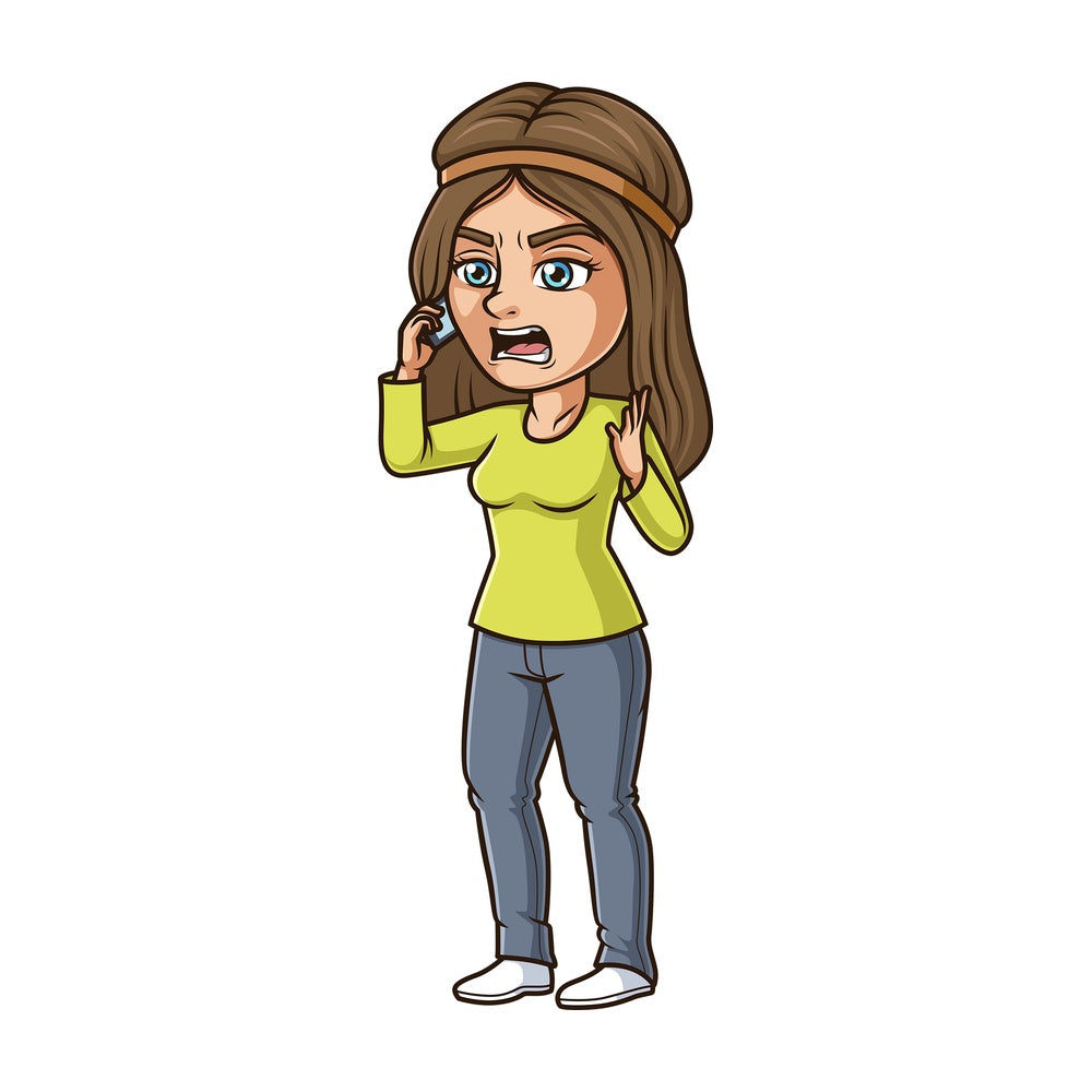 Woman shouting on phone. PNG - JPG and vector EPS (infinitely scalable).