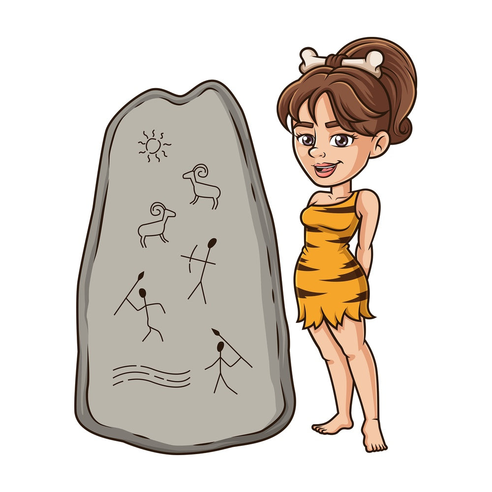 Cavewoman paleolithic drawings. PNG - JPG and vector EPS (infinitely scalable).