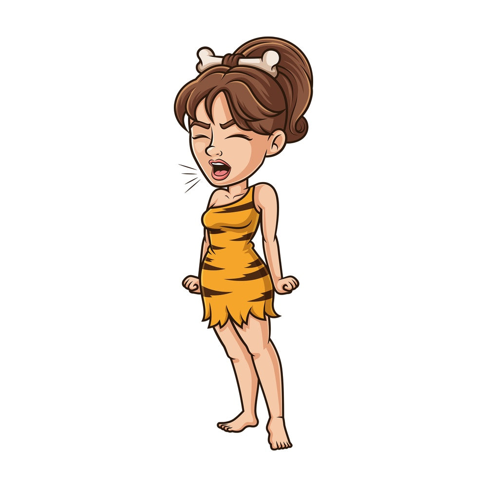 Cavewoman screaming. PNG - JPG and vector EPS (infinitely scalable).
