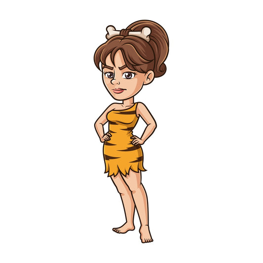 Cavewoman looking upset. PNG - JPG and vector EPS (infinitely scalable).