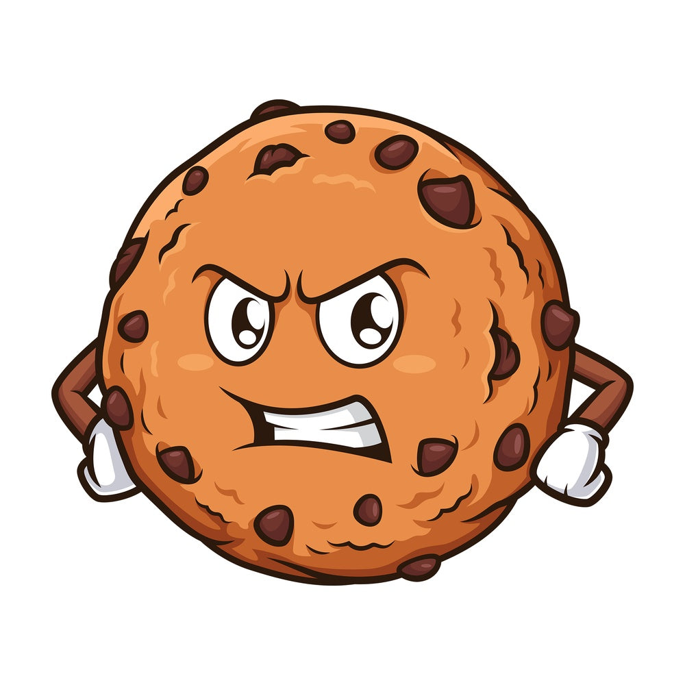 Angry chocolate chip cookie. PNG - JPG and vector EPS (infinitely scalable).