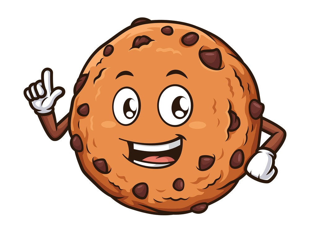 Chocolate chip cookie pointing up. PNG - JPG and vector EPS (infinitely scalable).