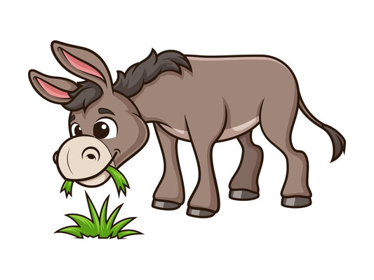 Donkey eating grass. PNG - JPG and vector EPS (infinitely scalable).