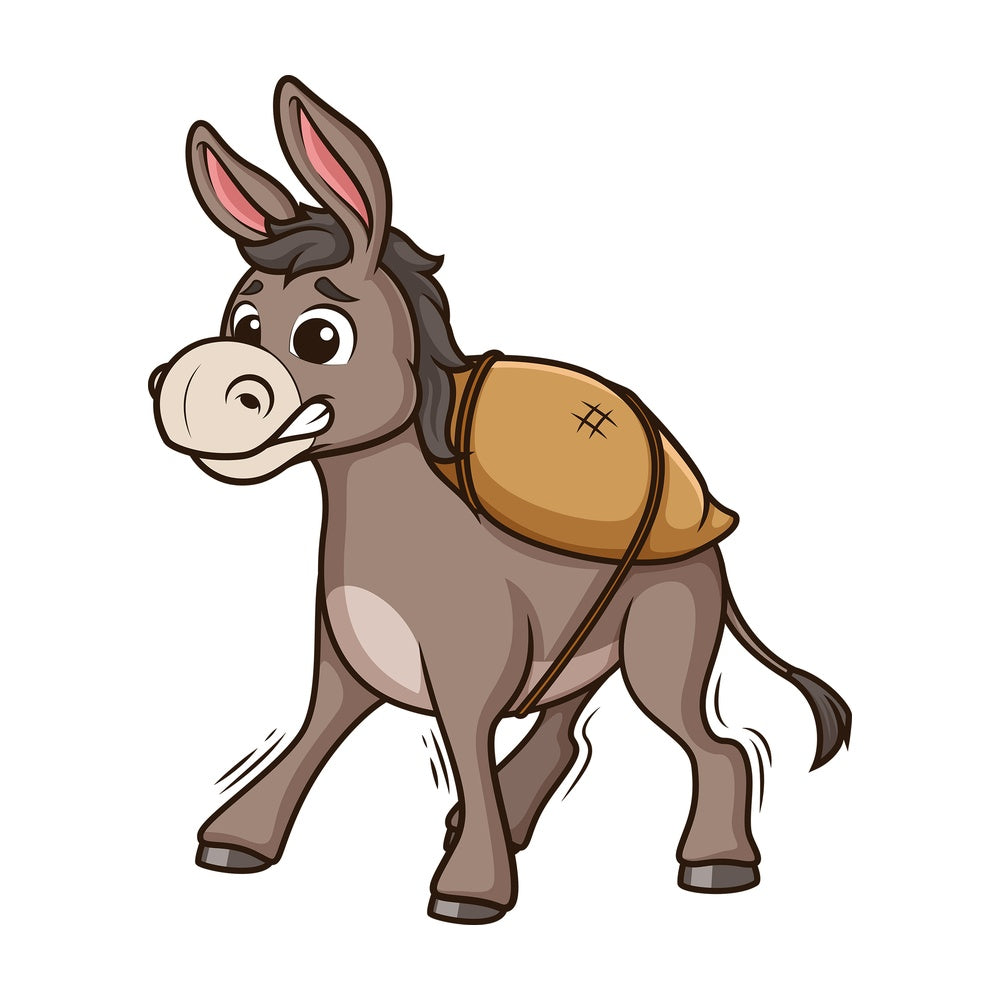 Overloaded donkey. PNG - JPG and vector EPS (infinitely scalable).