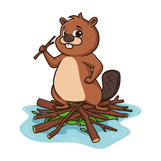 Beaver building dam. PNG - JPG and vector EPS (infinitely scalable).