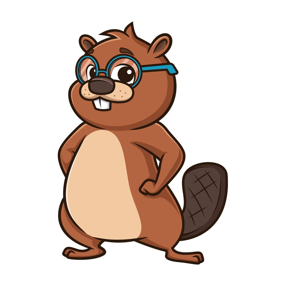 Friendly beaver with glasses. PNG - JPG and vector EPS (infinitely scalable).