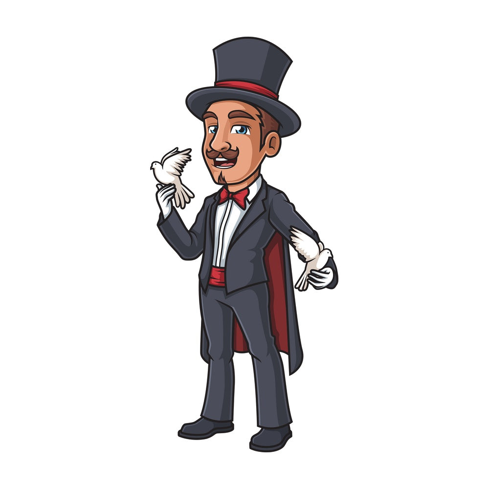 Magician holding doves. PNG - JPG and vector EPS (infinitely scalable).