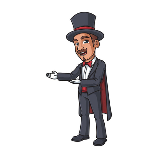 Magician presenting. PNG - JPG and vector EPS (infinitely scalable).