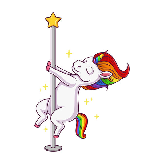 Unicorn pole dancing. PNG - JPG and vector EPS file formats (infinitely scalable). Image isolated on transparent background.