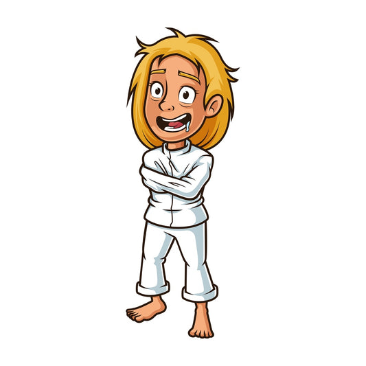 Crazy woman in straitjacket. PNG - JPG and vector EPS file formats (infinitely scalable). Image isolated on transparent background.