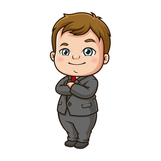 Baby in business suit. PNG - JPG and vector EPS file formats (infinitely scalable). Image isolated on transparent background.