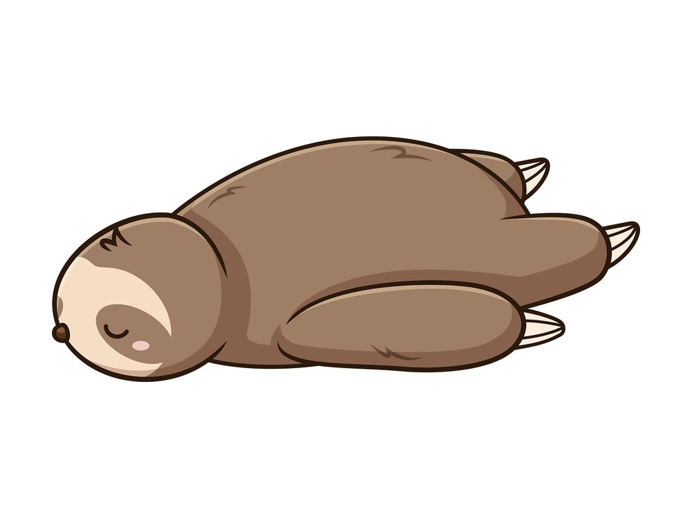 Exhausted sloth lying down. PNG - JPG and vector EPS file formats (infinitely scalable). Image isolated on transparent background.