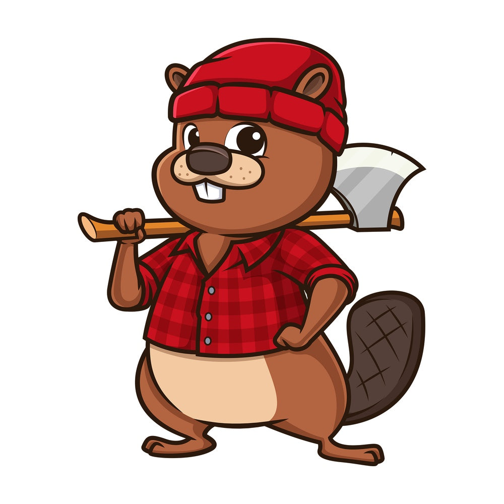 Lumberjack beaver. PNG - JPG and vector EPS file formats (infinitely scalable). Image isolated on transparent background.