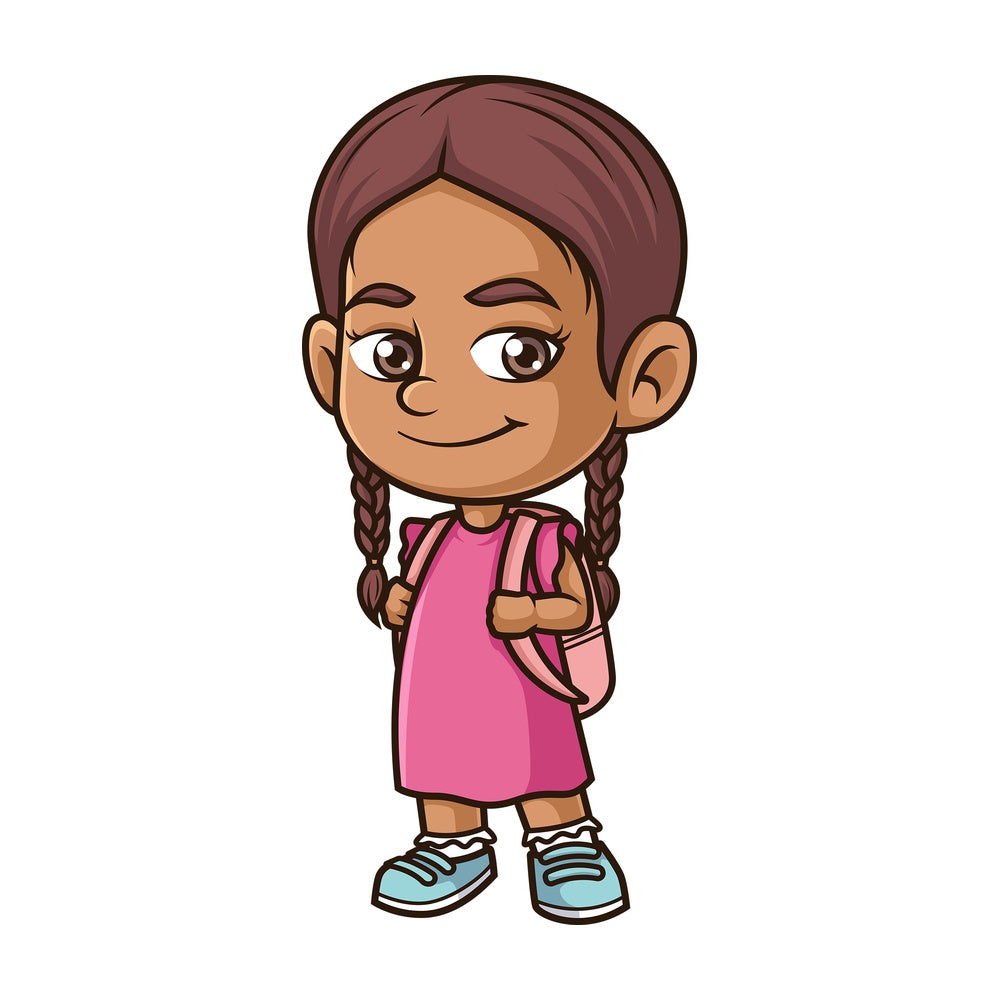 Hispanic girl going to school. PNG - JPG and vector EPS (infinitely scalable).